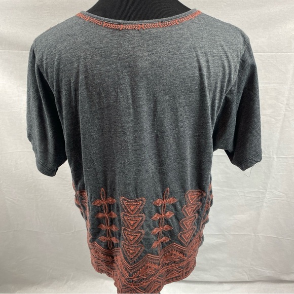 Johnny Was Women Shirt Embroidered Boho Aztec Southwestern Oversized XS Gray Red - Picture 4 of 8